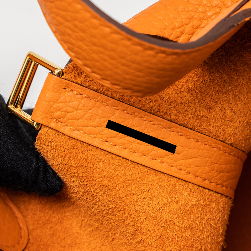 Hermes Picotin 18 Lock Bag Clemence Orange GHW Stamp U
