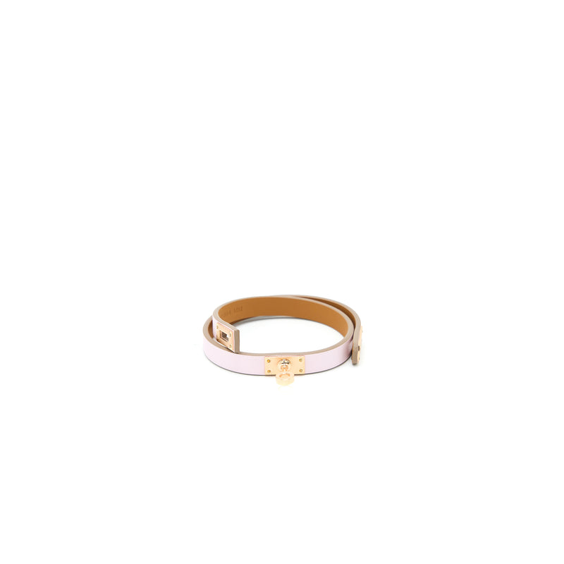 Hermes Size T2 Mini Kelly Bracelet Swift Mauve Pale Gold Tone Stamp U
