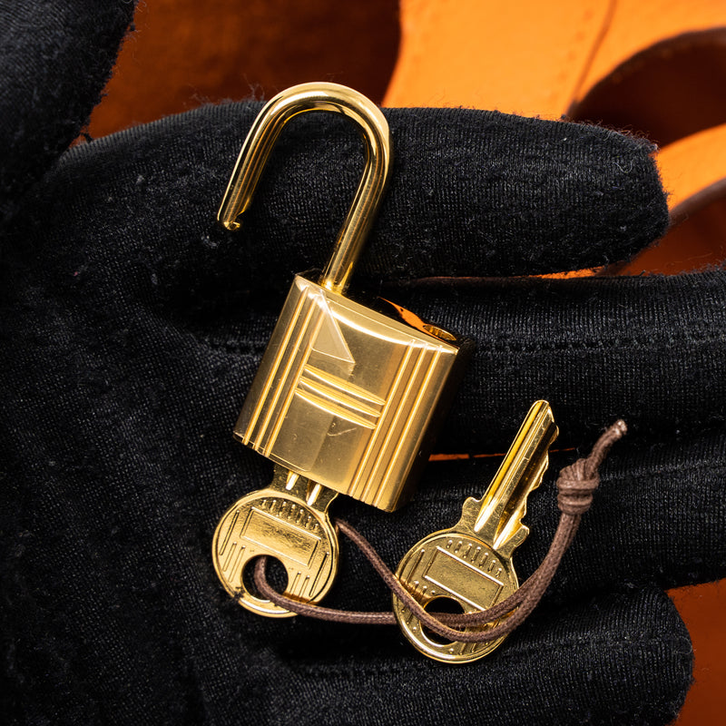 Hermes Picotin 18 Lock Bag Clemence Orange GHW Stamp U
