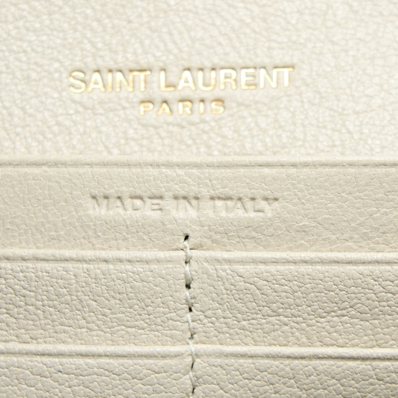 Saint Laurent Becky Quilted Chain Bag White GHW