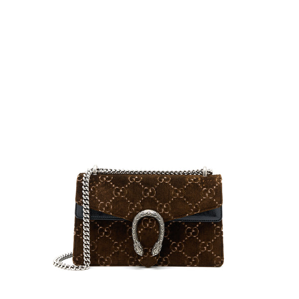 Gucci Small Dionysus GG Supreme Velvet Brown SHW