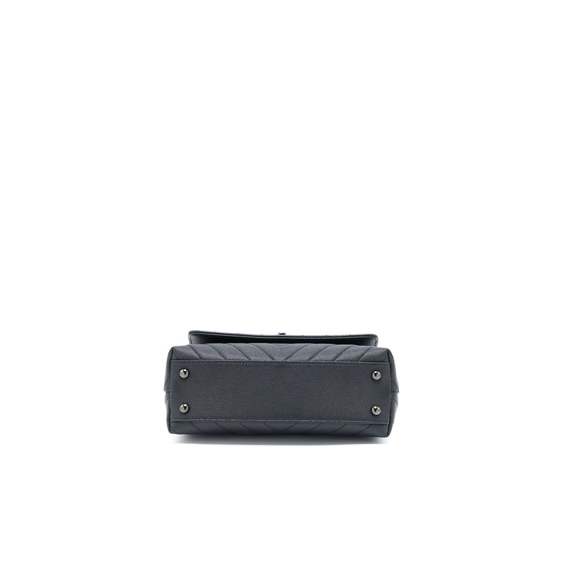 Chanel Small Coco Handle Chevron Caviar So Black with Black Hardware