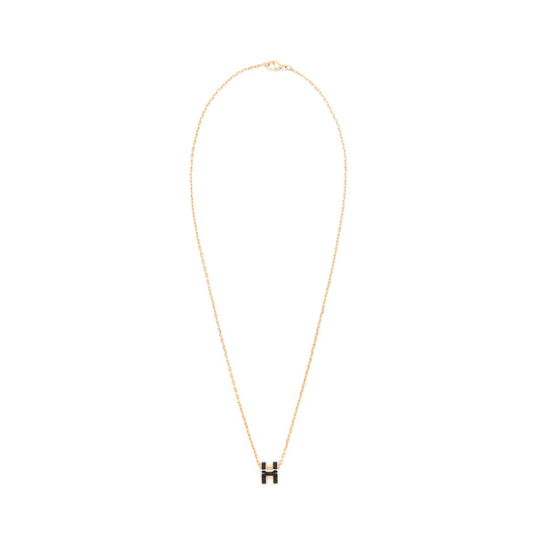 Hermes Mini Pop H Pendant Black RGHW