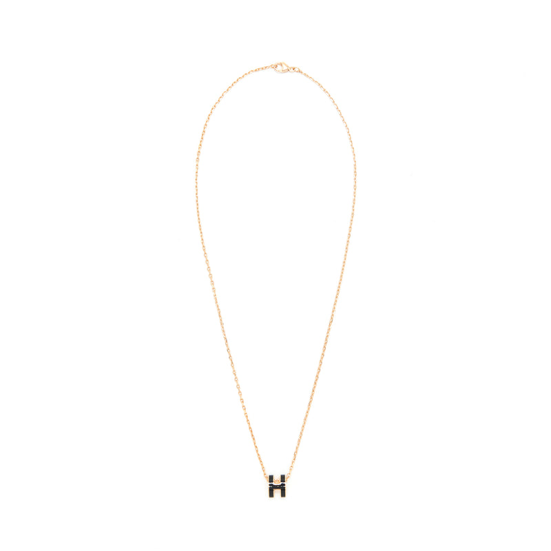 Hermes mini Pop h necklace black RGHW 3