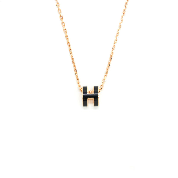 Hermes Mini Pop H Pendant Black RGHW