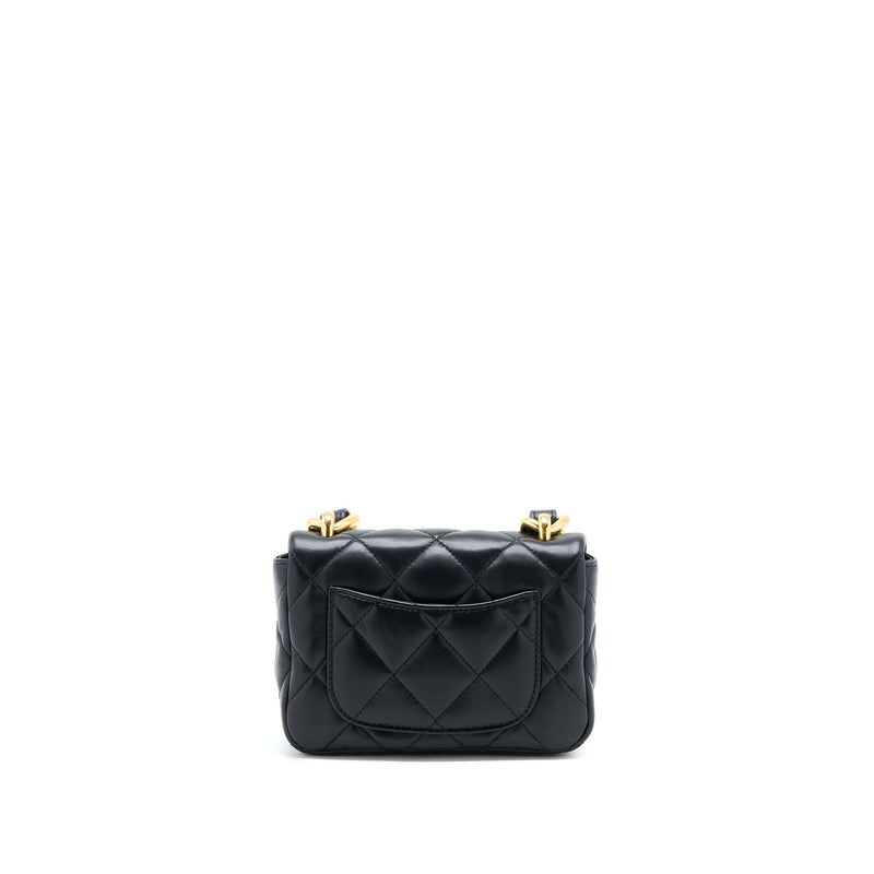Chanel 22S Giant Chain Flap Shoulder Bag Lambskin Black GHW (Microchip)