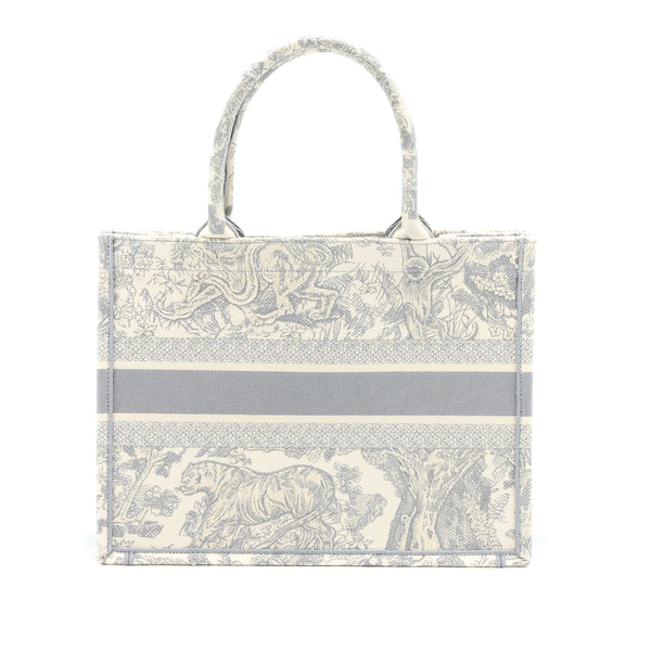 Dior Medium Book Tote Grey Toile De Jouy Embroidery