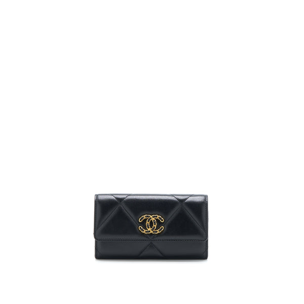 Chanel 19 Flap Wallet Lambskin Black GHW