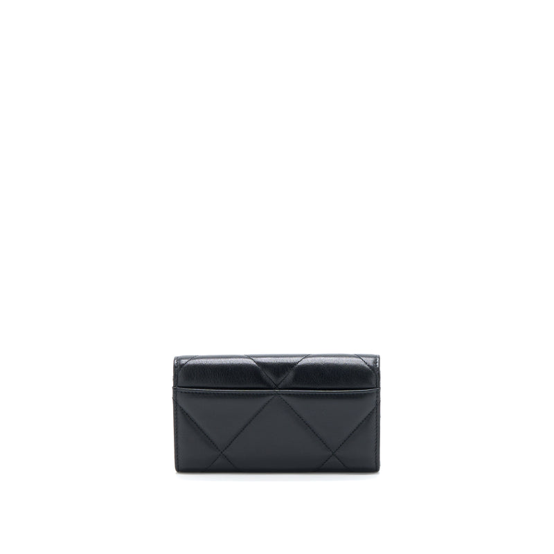 CHANEL Lambskin Quilted Chanel 19 Zip Card Holder Wallet Black 939353
