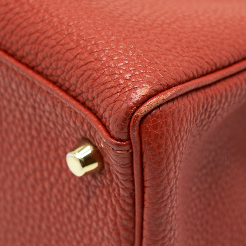 Hermes Kelly 35 Togo Vermillion GHW Stamp Square Q With An Extra Twilly