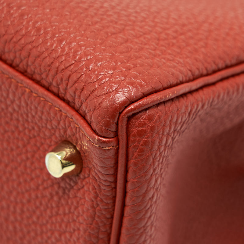 Hermes Kelly 35 Togo Vermillion GHW Stamp Square Q With An Extra Twilly