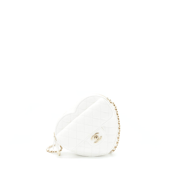 Chanel 22S Heart Bag Lambskin White LGHW (Microchip)