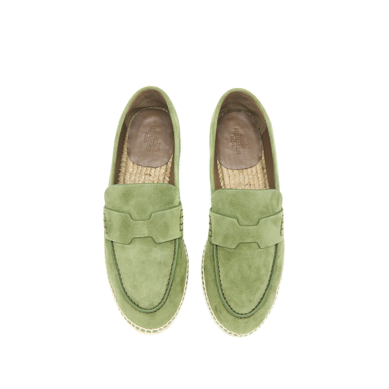 Hermes Size 36 Trip Espadrille Suede/Goatskin Khaki