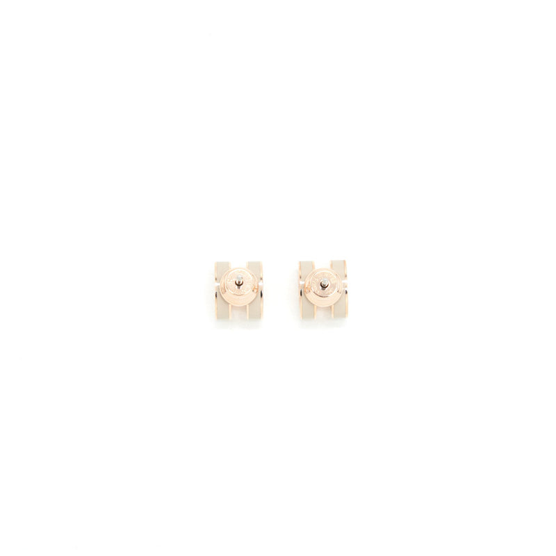 Hermes Mini Pop H Earrings Marron Glace RGHW