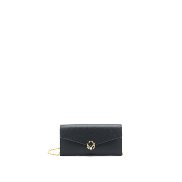 Fendi Grained Calfskin Wallet with Chain Black GHW