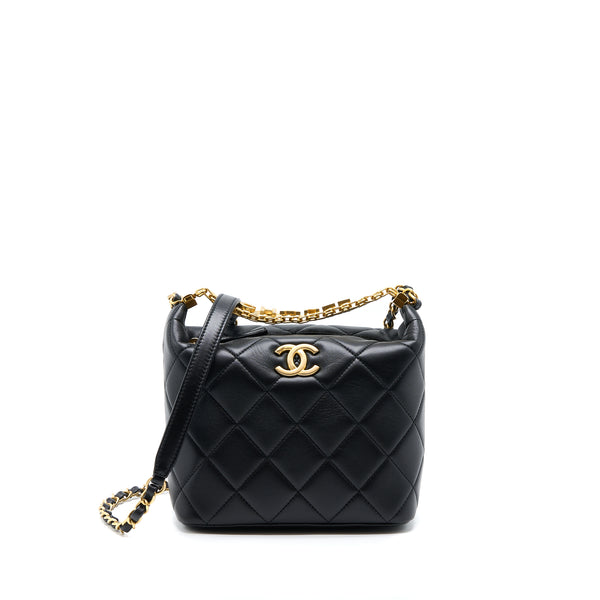 Chanel 22S Detail Handle Hobo Crossbody Bag Lambskin Black GHW(Microchip)
