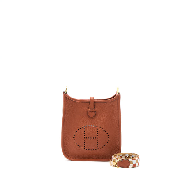 Hermes Mini Evelyne Clemence Culvre With Multicolour Strap GHW Stamp U