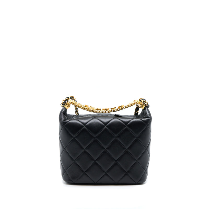 Chanel 22S Detail Handle Hobo Crossbody Bag Lambskin Black GHW(Microch