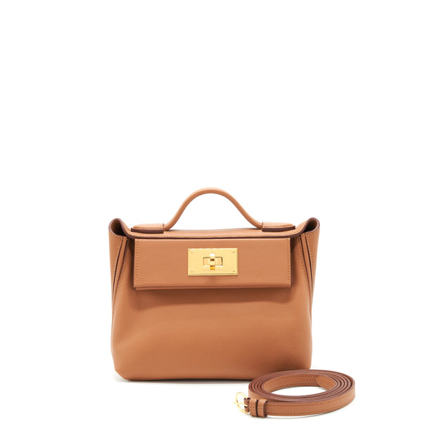 Hermes mini 24/24 -21 Bag Evercolour and Swift leather Gold GHW Stamp Z
