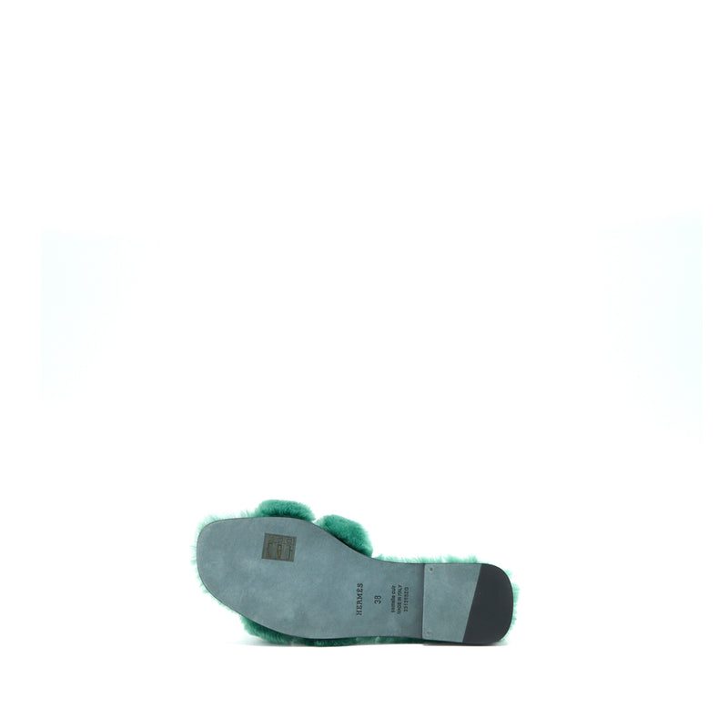 Hermes Size 38 Sandal Oran Peau Green