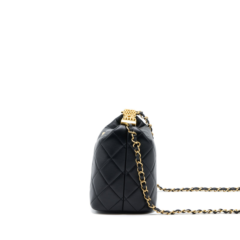 Chanel Hobo Bag with Chunky Chain Strap Large 22S Lambskin Black in  Lambskin Leather with Gold-tone - US