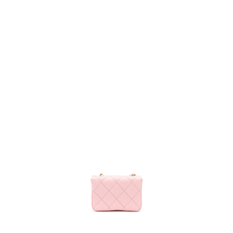 Chanel 22P Mini Flap Belt Bag/Card Holder Caviar Light Pink LGHW