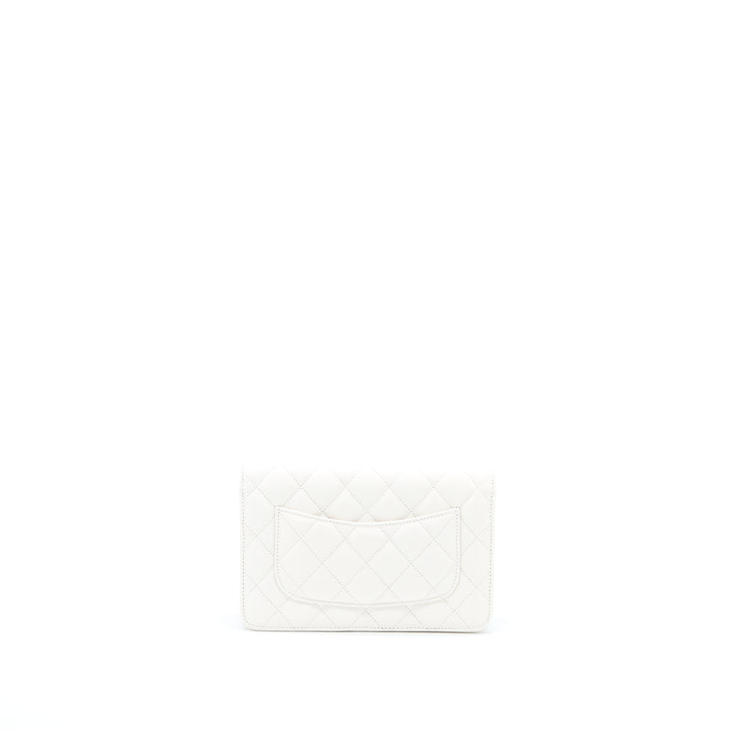 Chanel Classic Wallet On Chain Caviar White LGHW (Microchip)
