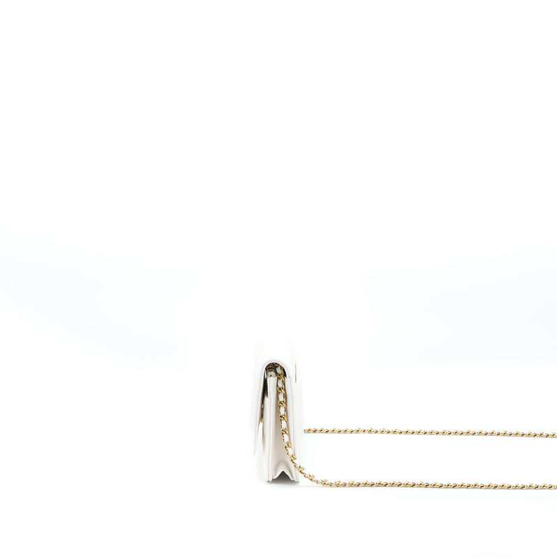 Chanel Classic Wallet On Chain Caviar White LGHW (Microchip)