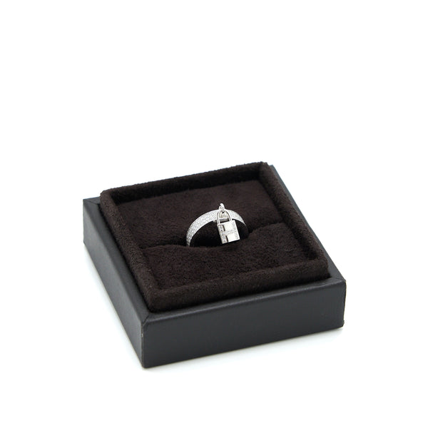 Hermes Size 53 Medium Model Kelly Clochette Ring White Gold with Diamonds