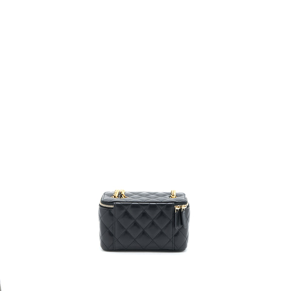 Chanel 22K Gold Pillar Adjustable Chain Long Vanity Lambskin Black GHW