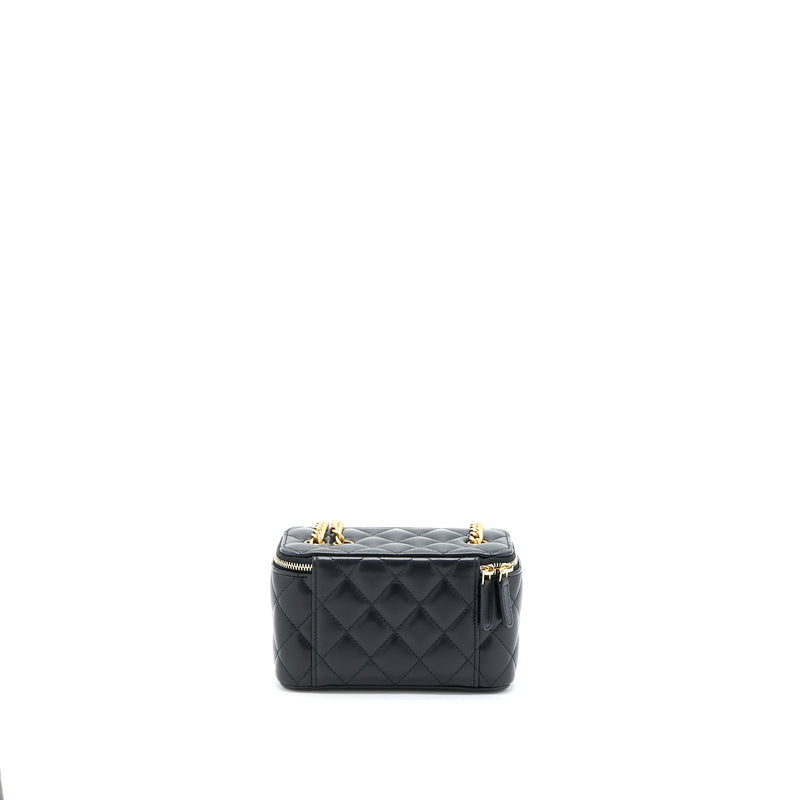 Chanel 22K Gold Pillar Adjustable Chain Long Vanity Lambskin Black GHW