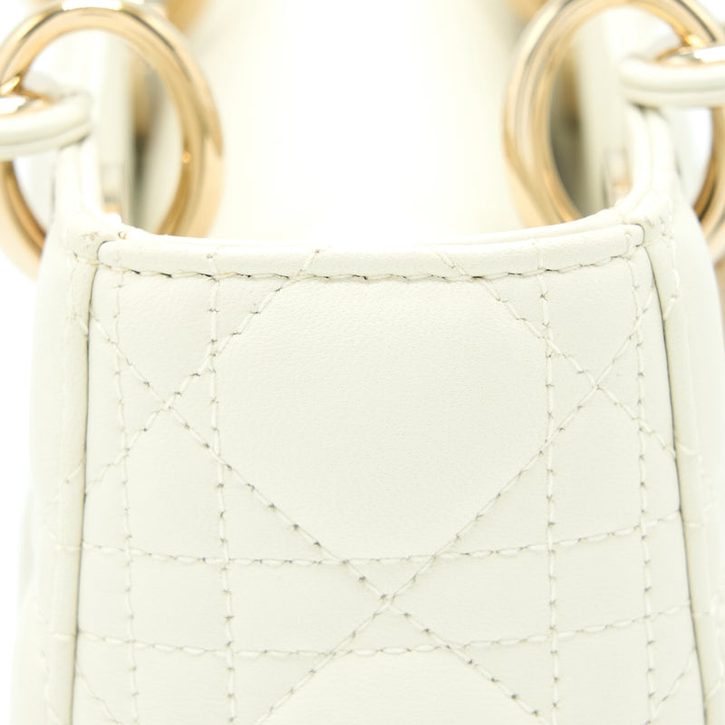 Lady Dior Bag NEW (small / my abcdior) white latte cannage lambskin