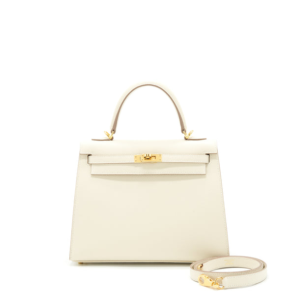 Hermes Kelly 25 Epsom leather 10 Craie GHW stamp Z