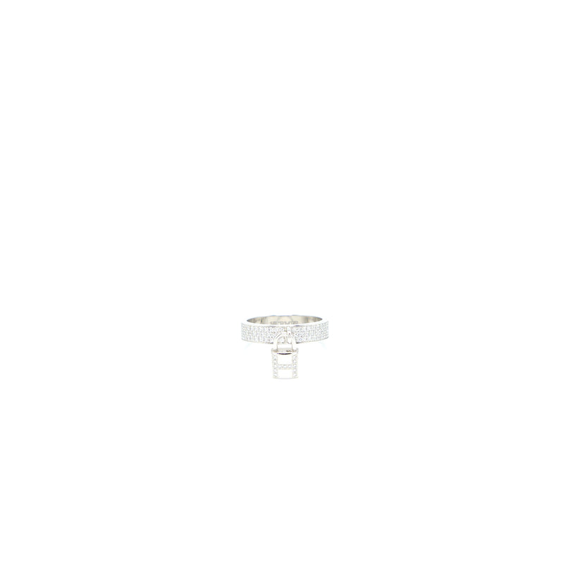 Hermes Size 53 Medium Model Kelly Clochette Ring White Gold with Diamonds