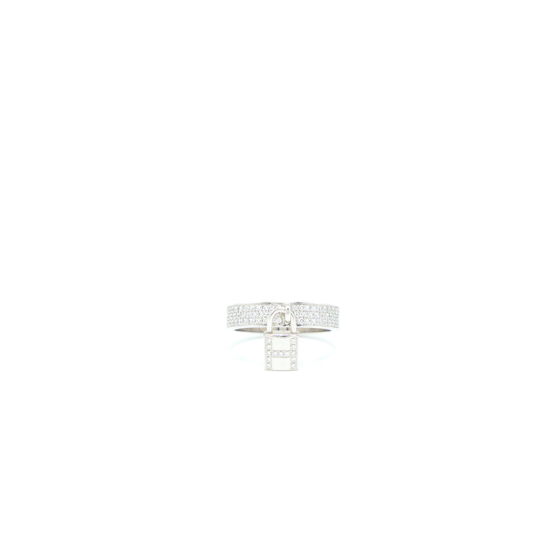 Hermes Size 53 Medium Model Kelly Clochette Ring White Gold with Diamonds