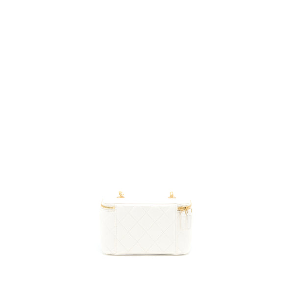 Chanel Long Vanity With Coco Letter Chain Lambskin White GHW