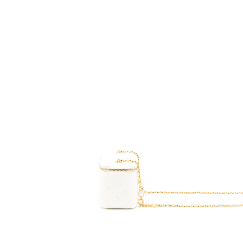 Chanel Long Vanity With Coco Letter Chain Lambskin White GHW