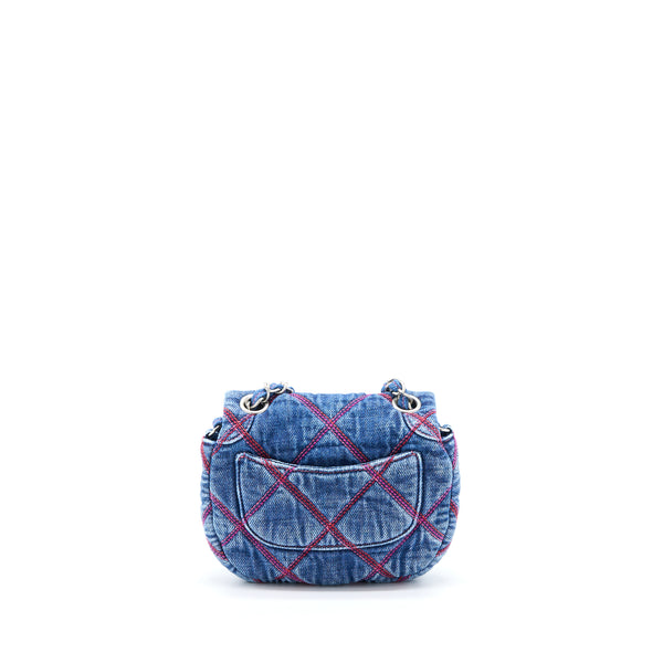 Chanel 22S Coco Beach Denim Mini Saddle Bag Denim Blue SHW (Microchip)