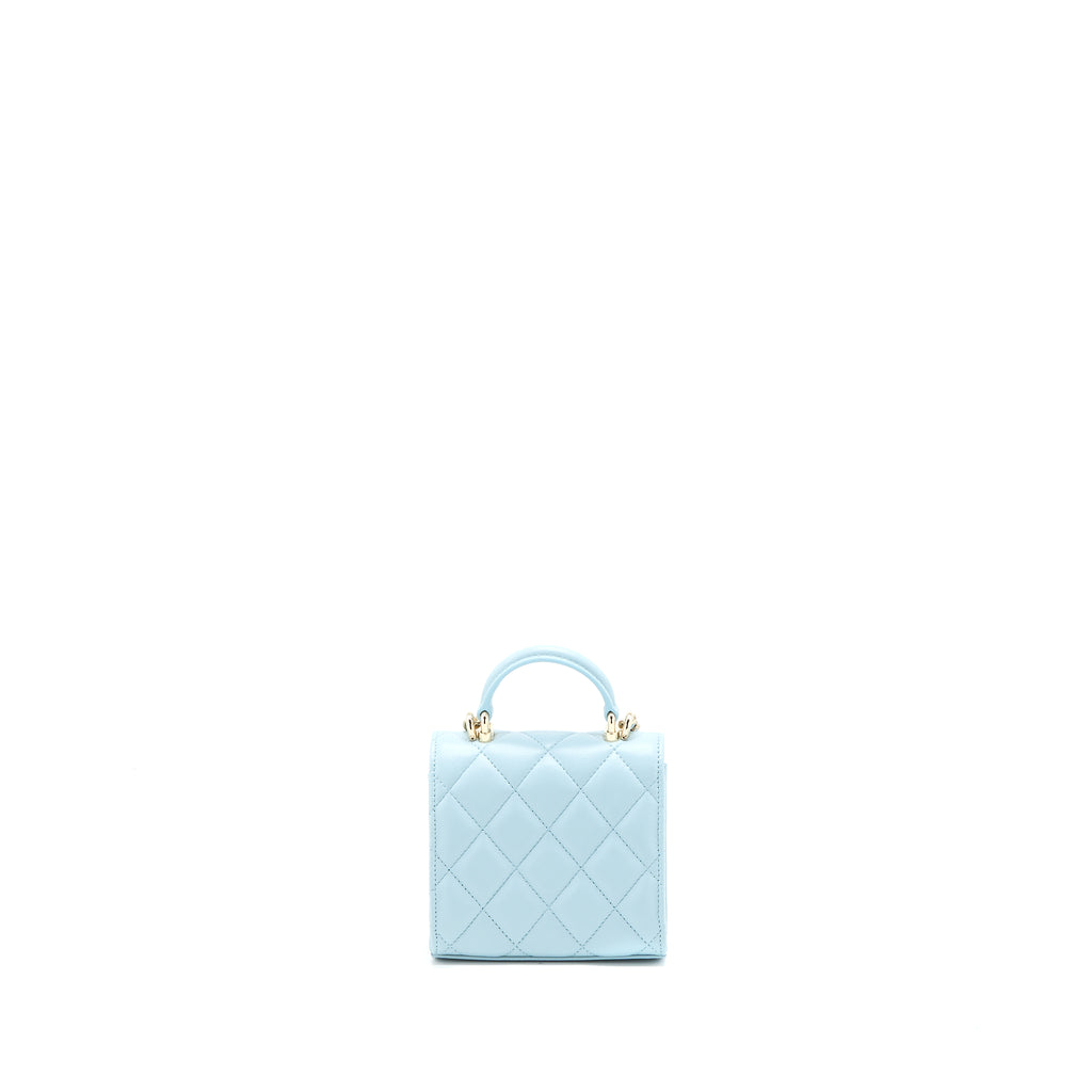 tas satchel Chanel Mini Rectangle Flap Light Blue Lambskin Quiltes