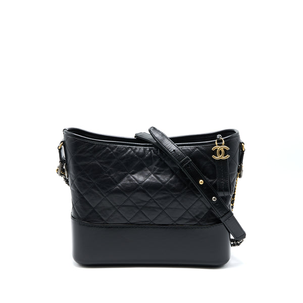 Chanel Large Gabrielle Hobo Bag Aged Calfskin Black Multicolour Hardware
