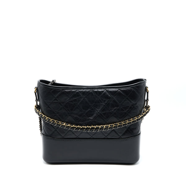 Chanel Large Gabrielle Hobo Bag Aged Calfskin Black Multicolour Hardware