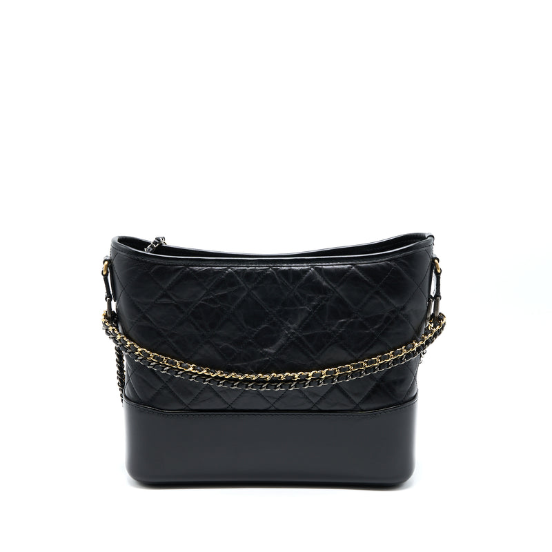 Chanel Large Gabrielle Hobo Bag Aged Calfskin Black Multicolour Hardware