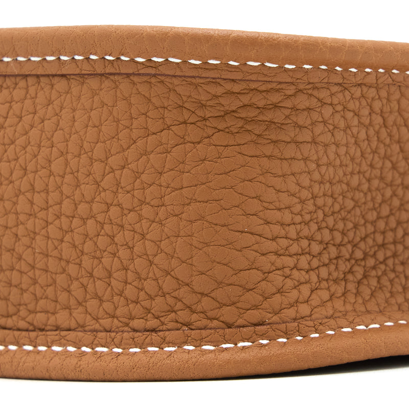 Hermes Mini Evelyn Clemence Gold with Gold-Blanc Strap SHW Stamp B