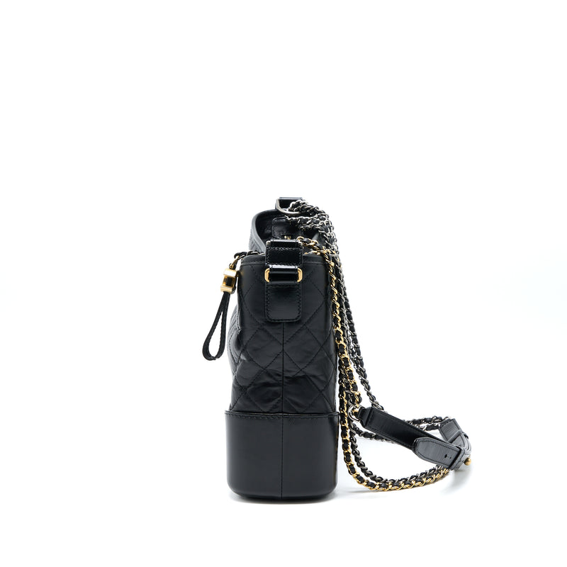 Chanel Large Gabrielle Hobo Bag Aged Calfskin Black Multicolour Hardware