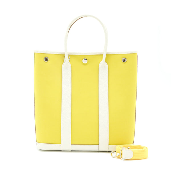 Hermes Garden File 28 Strap Bag Lime/Blanc/Lime SHW Stamp Y