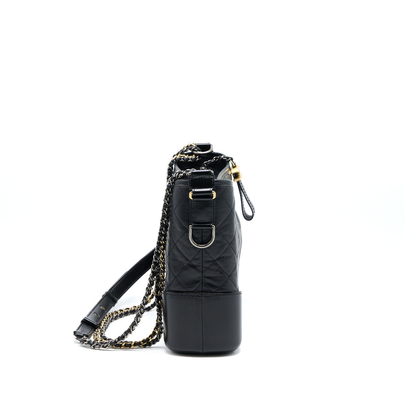 Chanel Large Gabrielle Hobo Bag Aged Calfskin Black Multicolour Hardware