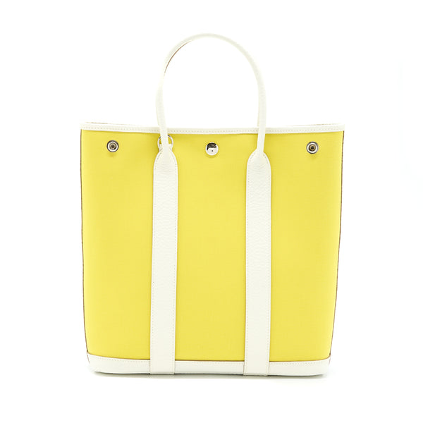 Hermes Garden File 28 Strap Bag Lime/Blanc/Lime SHW Stamp Y