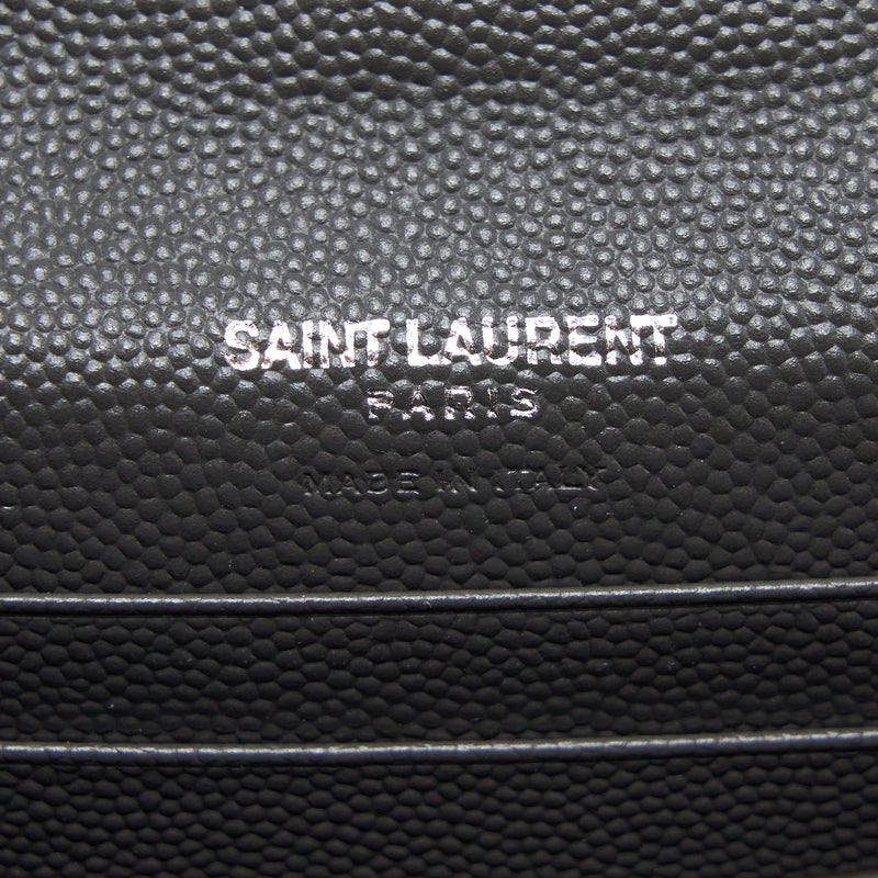 Saint Laurent Small Flap Wallet Grained Calfskin Grey/White SHW