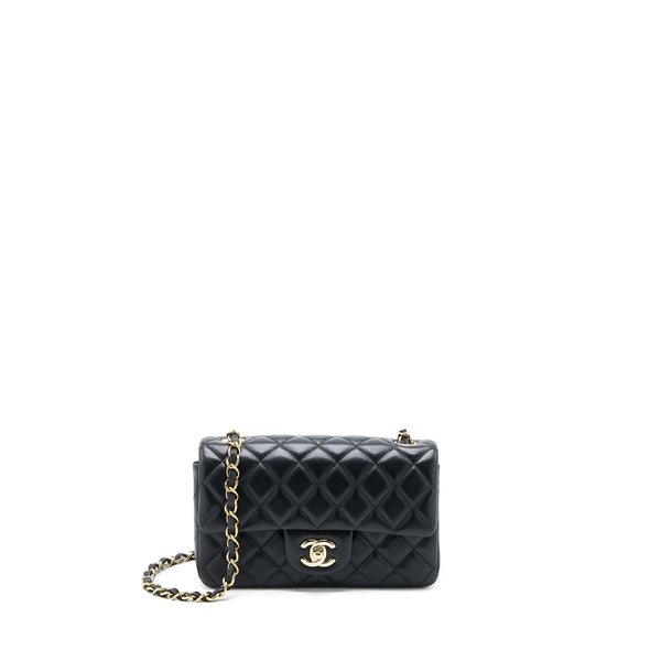 Chanel Classic Mini Rectangular Flap Bag Lambskin Black LGHW (Microchip)