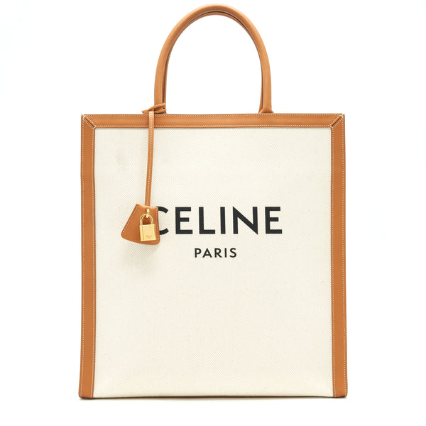 Celine small Vertical Cabas Canvas with celine print and calfskin